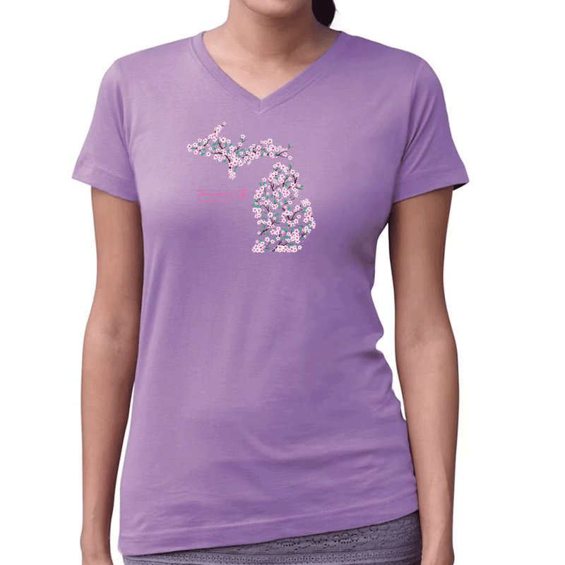 "Traverse City Cherry Blossom"Women's Relaxed V-Neck