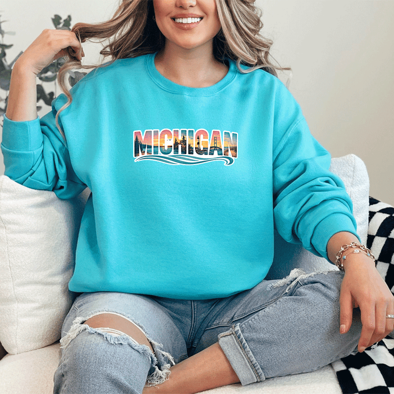 "True Michigan "Relaxed Fit Classic Crew Unisex Sweatshirt