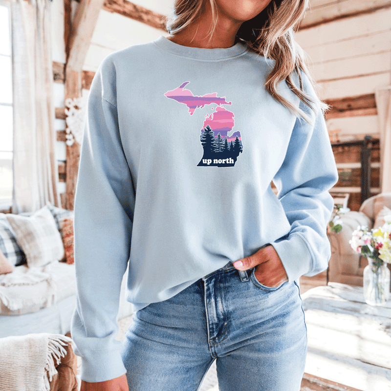 "MI Up North"Relaxed Fit Classic Crew Unisex Sweatshirt