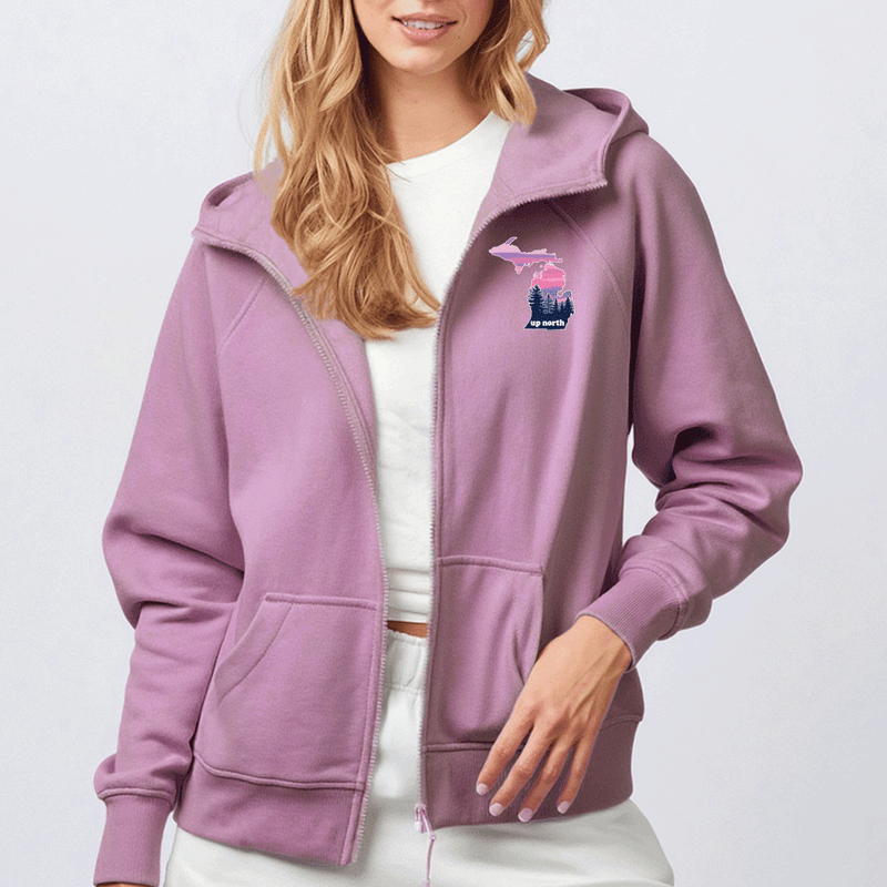 "MI Up North"Women's Relaxed Full Zip Hoodie