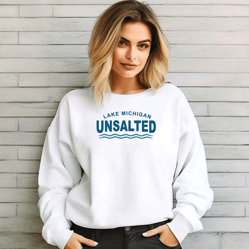 "Lake Michigan Unsalted"Relaxed Fit Classic Crew Unisex Sweatshirt