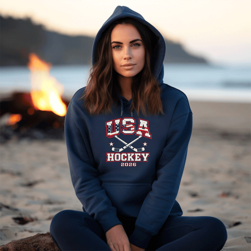 "USA Hockey"Relaxed Fit Classic Unisex Hoodie