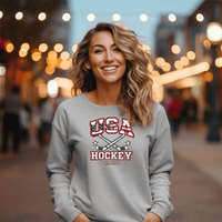 "USA Hockey"Relaxed Fit Classic Crew Unisex Sweatshirt