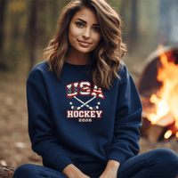 "USA Hockey"Relaxed Fit Classic Crew Unisex Sweatshirt