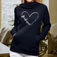 "Fall In Love With Winter"Women's Fleece Funnel Neck Pullover Hoodie