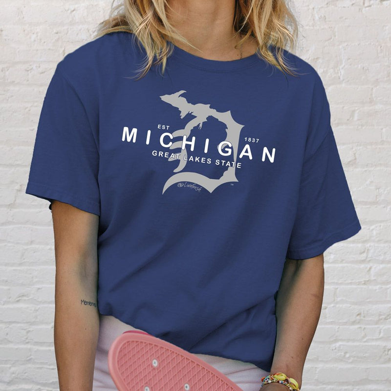 "Michigan D Established 1837"Relaxed Fit Stonewashed T-Shirt