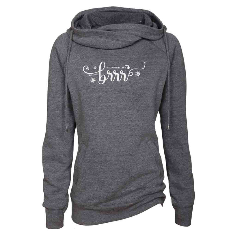 "Brrr... It's Cold In Michigan"Women's Fleece Funnel Neck Pullover Hoodie