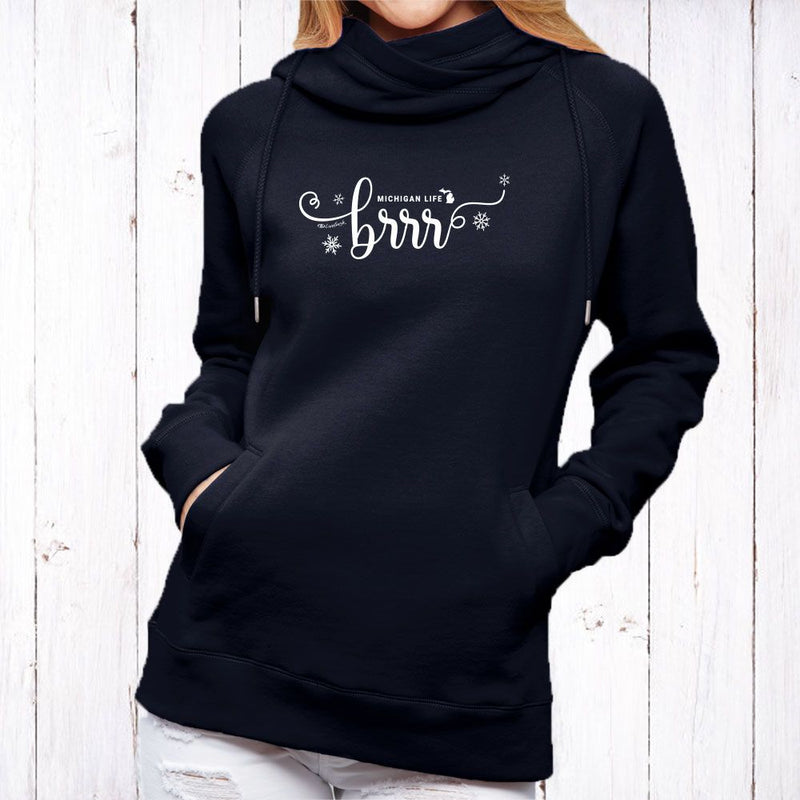 "Brrr... It's Cold In Michigan"Women's Fleece Funnel Neck Pullover Hoodie
