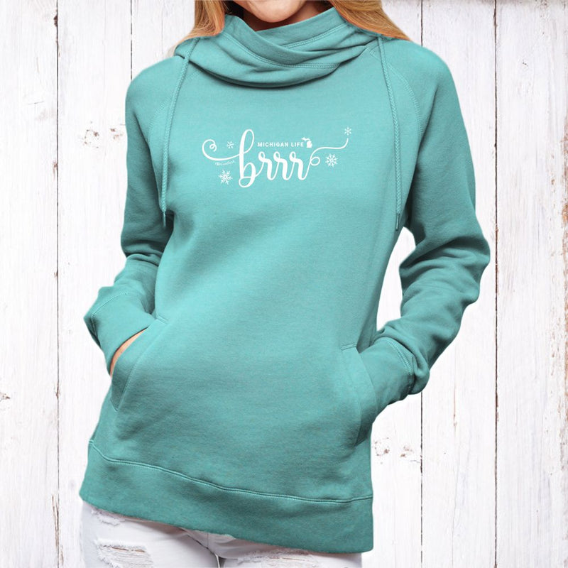"Brrr... It's Cold In Michigan"Women's Fleece Funnel Neck Pullover Hoodie