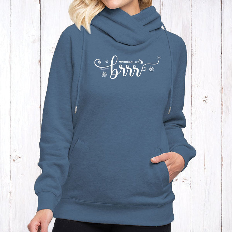 "Brrr... It's Cold In Michigan"Women's Fleece Funnel Neck Pullover Hoodie
