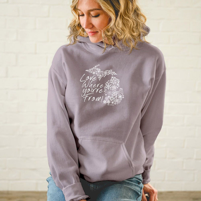 "Michigan Love Where You're From"Soft Style Relaxed Fit Unisex Hoodie