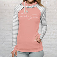 "Majestic"Women's Striped Double Hood Pullover