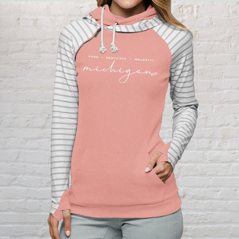 "Majestic"Women's Striped Double Hood Pullover