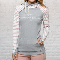 "Majestic"Women's Striped Double Hood Pullover