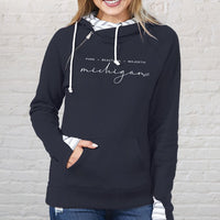 "Majestic"Women's Striped Double Hood Pullover