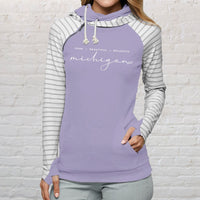 "Majestic"Women's Striped Double Hood Pullover
