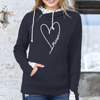 "Made With Love"Women's Striped Double Hood Pullover