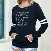 "Great Lakes Girl"Women's Varsity Fleece Crew Sweatshirt