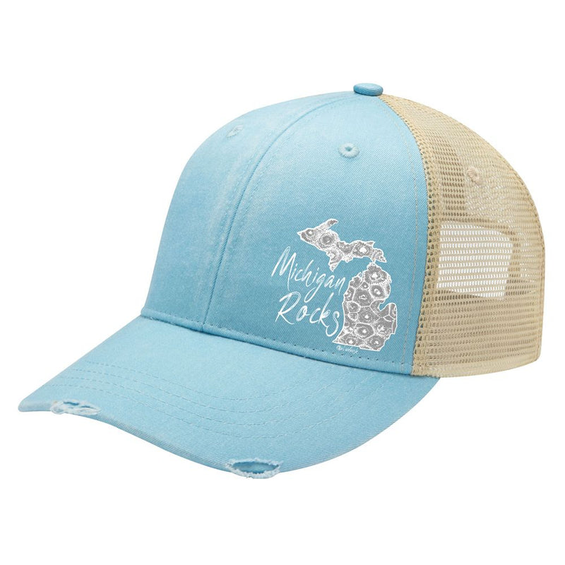 "Michigan Rocks Petoskey Stone"Distressed Comfort Hat