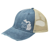 "Michigan Rocks Petoskey Stone"Distressed Comfort Hat