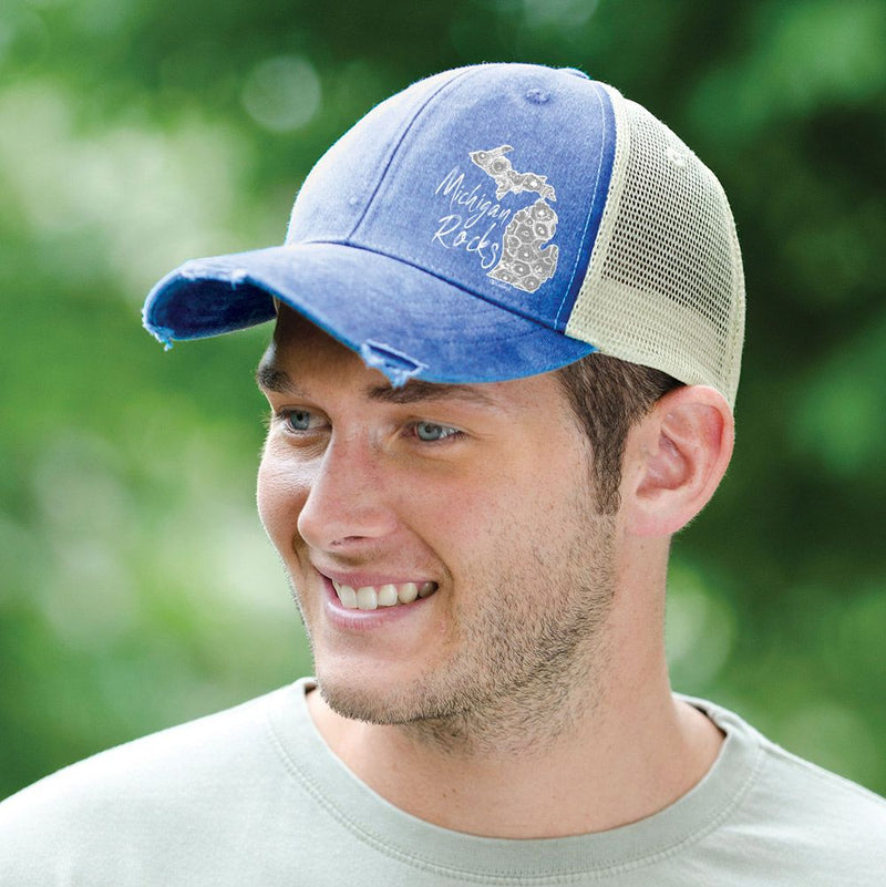 "Michigan Rocks Petoskey Stone"Distressed Comfort Hat