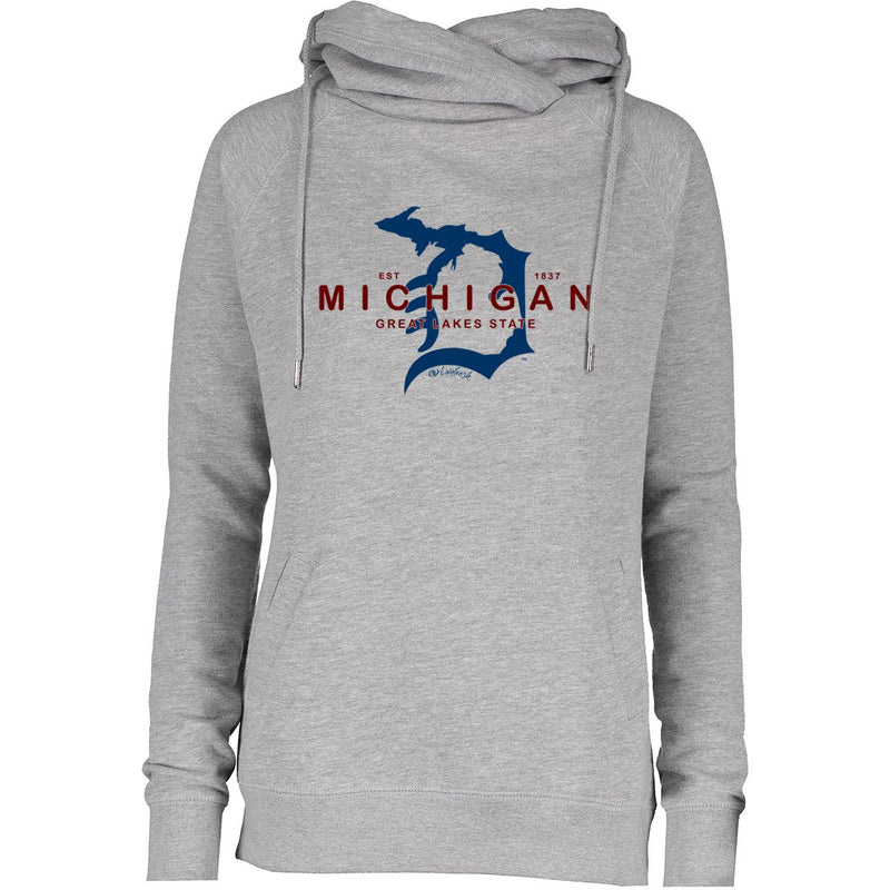 "Michigan D Established 1837"Women's Fleece Funnel Neck Pullover Hoodie