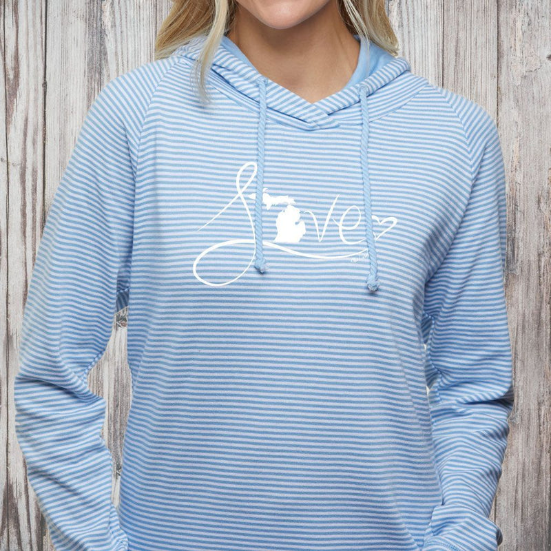 "Michigan Love #9"Women's Striped Long Sleeve Fashion Hoodie CLEARANCE