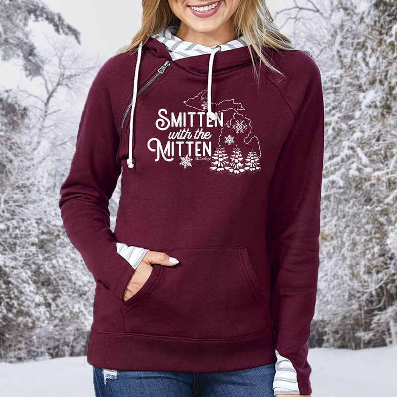 "Winter Smitten"Women's Striped Double Hood Pullover