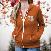 "Michigan Rocks Petoskey Stone"Relaxed Fit Angel Fleece Full Zip Unisex Hoodie