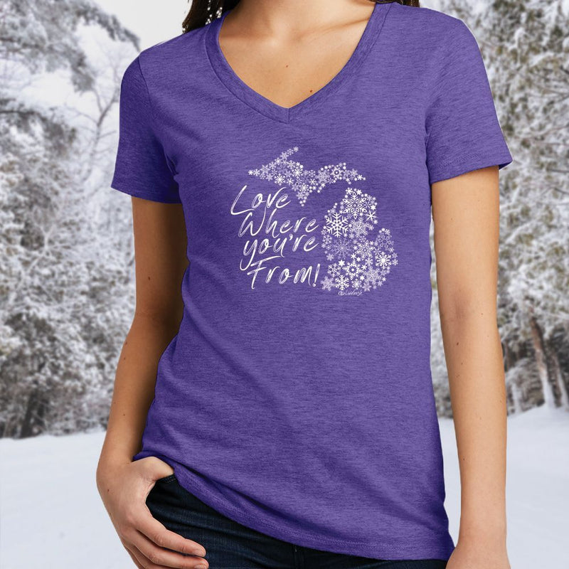 "Michigan Love Where You're From"Women's V-Neck