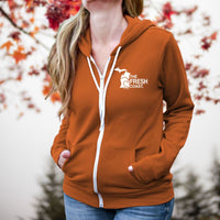 "Fresh Coast"Relaxed Fit Angel Fleece Full Zip Unisex Hoodie