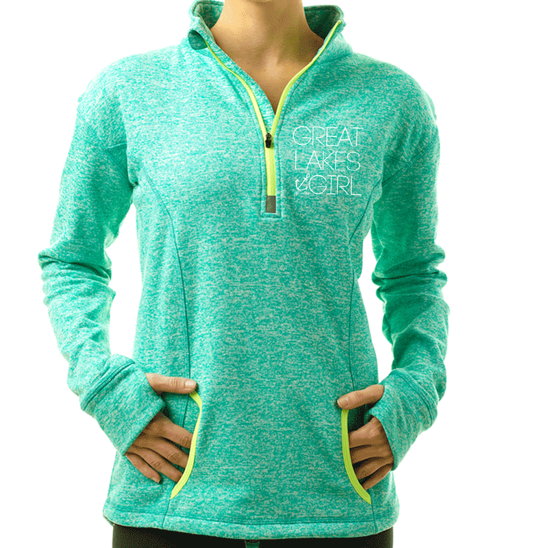 "Great Lakes Girl"Women's 2 Tone Fashion 1/4 Zip Sweatshirt