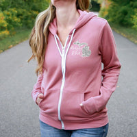 "Michigan Rocks Petoskey Stone"Relaxed Fit Angel Fleece Full Zip Unisex Hoodie