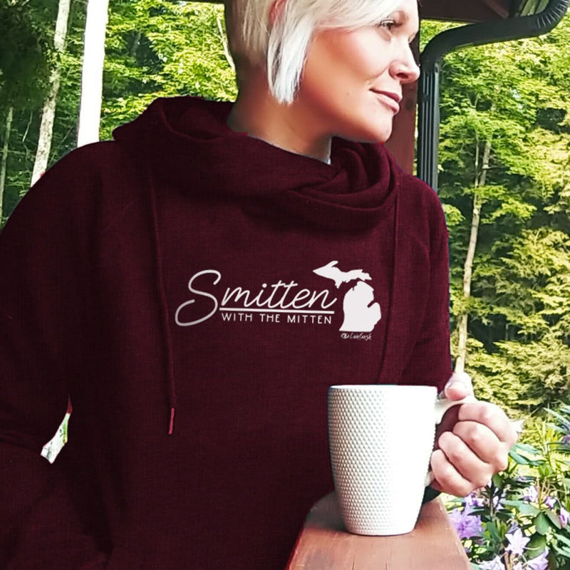 "Smitten With The Mitten"Women's Fleece Funnel Neck Pullover Hoodie
