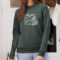 "Michigan Love Where You're From"Relaxed Fit Angel Fleece Pullover Unisex Crew