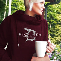 "Michigan D Established 1837"Women's Fleece Funnel Neck Pullover Hoodie