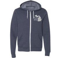 "Michigan Rocks Petoskey Stone"Relaxed Fit Angel Fleece Full Zip Unisex Hoodie
