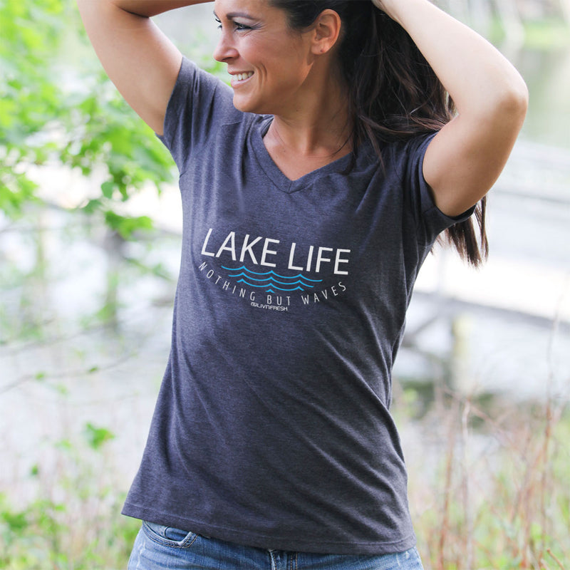 "Lake Life WAVES"Women's V-Neck