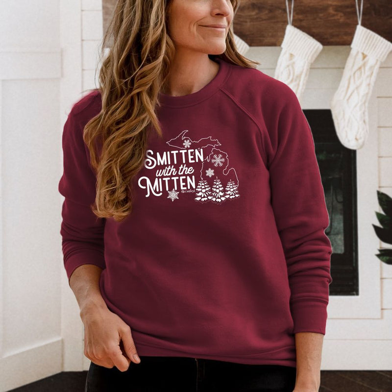 "Winter Smitten"Relaxed Fit Angel Fleece Pullover Crew