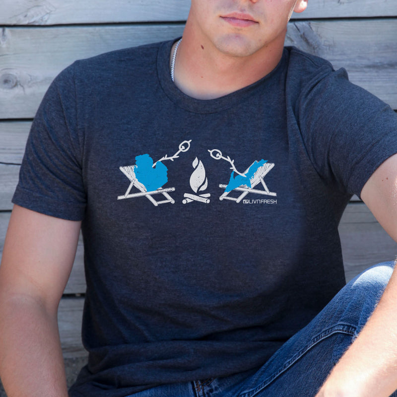 "Michigan Campfire"Men's Crew T-Shirt