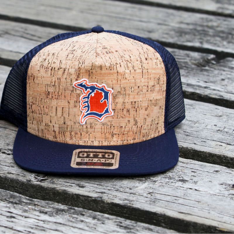 Michigan D Cork Flat Bill Hat Navy