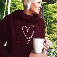 "Made With Love"Women's Fleece Funnel Neck Pullover Hoodie