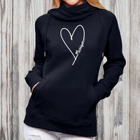 "Made With Love"Women's Fleece Funnel Neck Pullover Hoodie