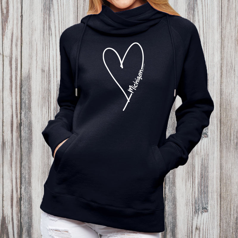 "Made With Love"Women's Fleece Funnel Neck Pullover Hoodie