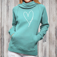 "Made With Love"Women's Fleece Funnel Neck Pullover Hoodie