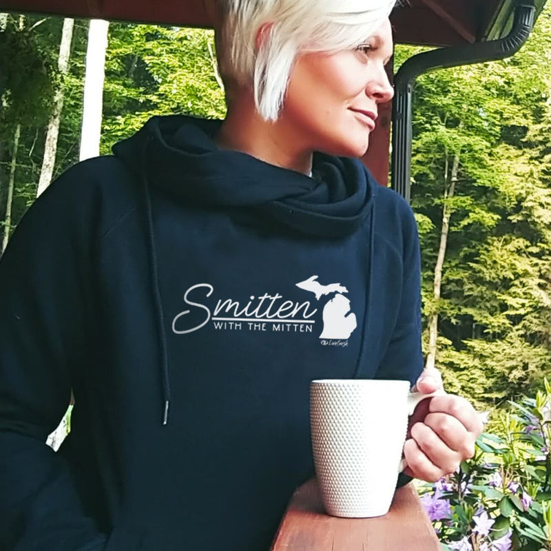 "Smitten With The Mitten"Women's Fleece Funnel Neck Pullover Hoodie