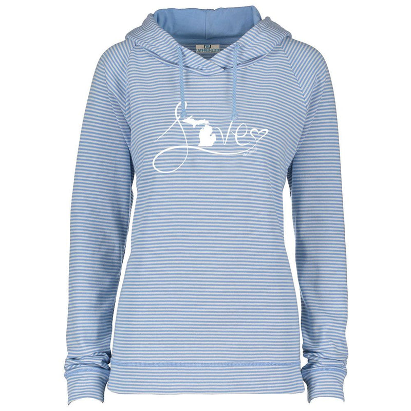 "Michigan Love #9"Women's Striped Long Sleeve Fashion Hoodie CLEARANCE