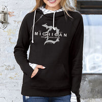 "Michigan D Established 1837"Women's Striped Double Hood Pullover