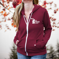 "Fresh Coast"Relaxed Fit Angel Fleece Full Zip Unisex Hoodie