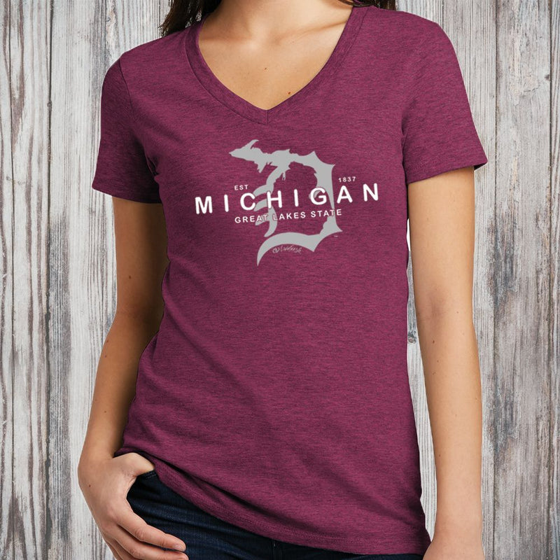 "Michigan D Established 1837"Women's V-Neck